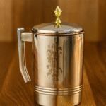 Polished Copper Jug with Lid and Floral Engraving ( 4 L )