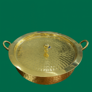 Traditional Hammered Brass Serving/Cooking Handi with Lid