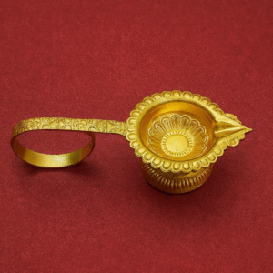 Elegant Hand-Held Brass Pooja Diya with Handle