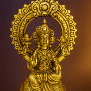 Exquisite Brass Goddess Lakshmi Idol with Prabhavali