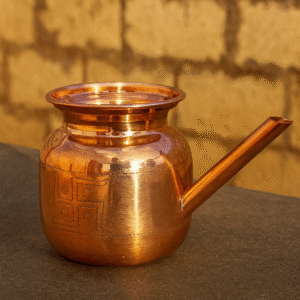 Auspicious Copper Neti Pot with Engraved Yantra