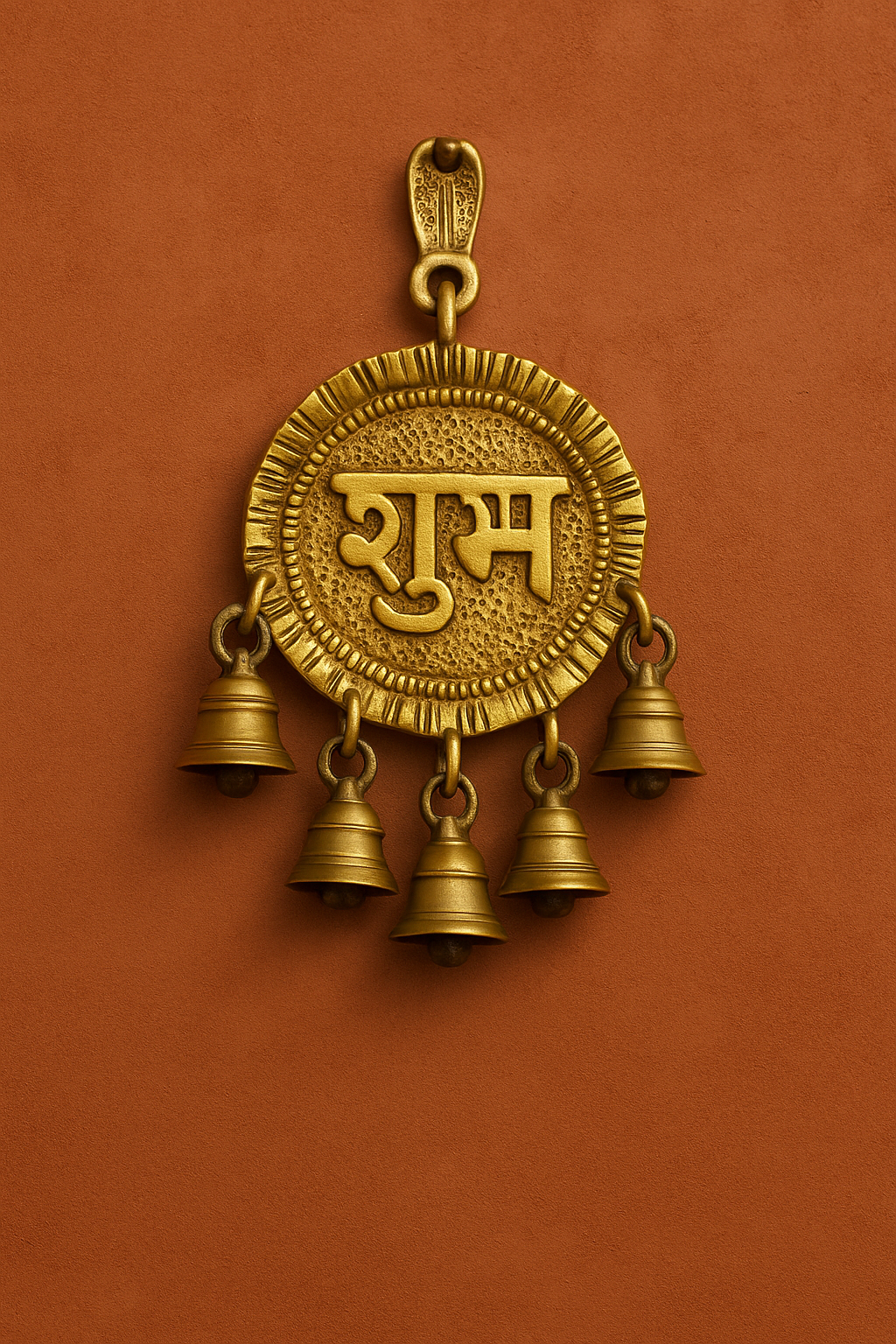 Brass 'Shubh' Wall Hanging with Bells / Brass Door Hanging
