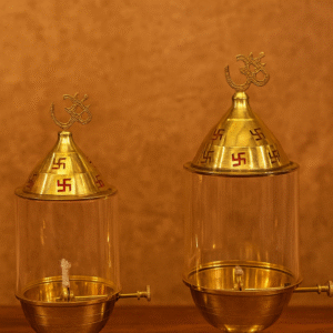 Brass Om Swastik Akhand Diya Set