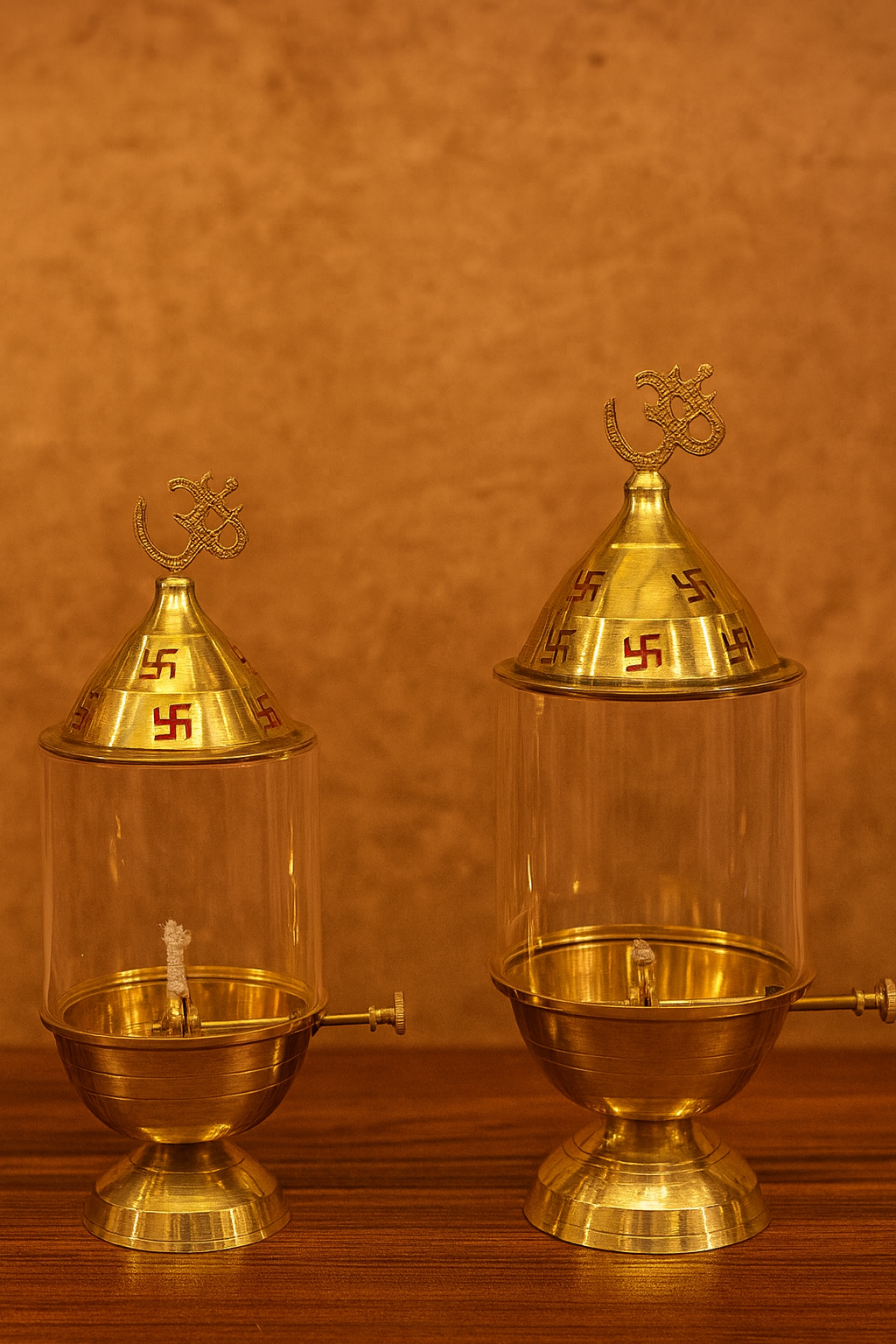 Brass Om Swastik Akhand Diya Set