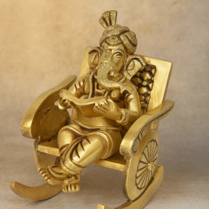 Artistic Brass Ganesha on Rocking Chair Reading Idol