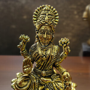 Divine Brass Goddess Lakshmi Idol on Lotus and Tortoise