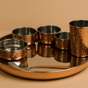 Premium Dual-Layer Copper and Stainless Steel Thali Set