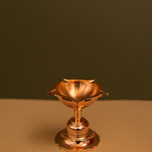 Copper Polished Brass Lotus Diya/Oil Lamp