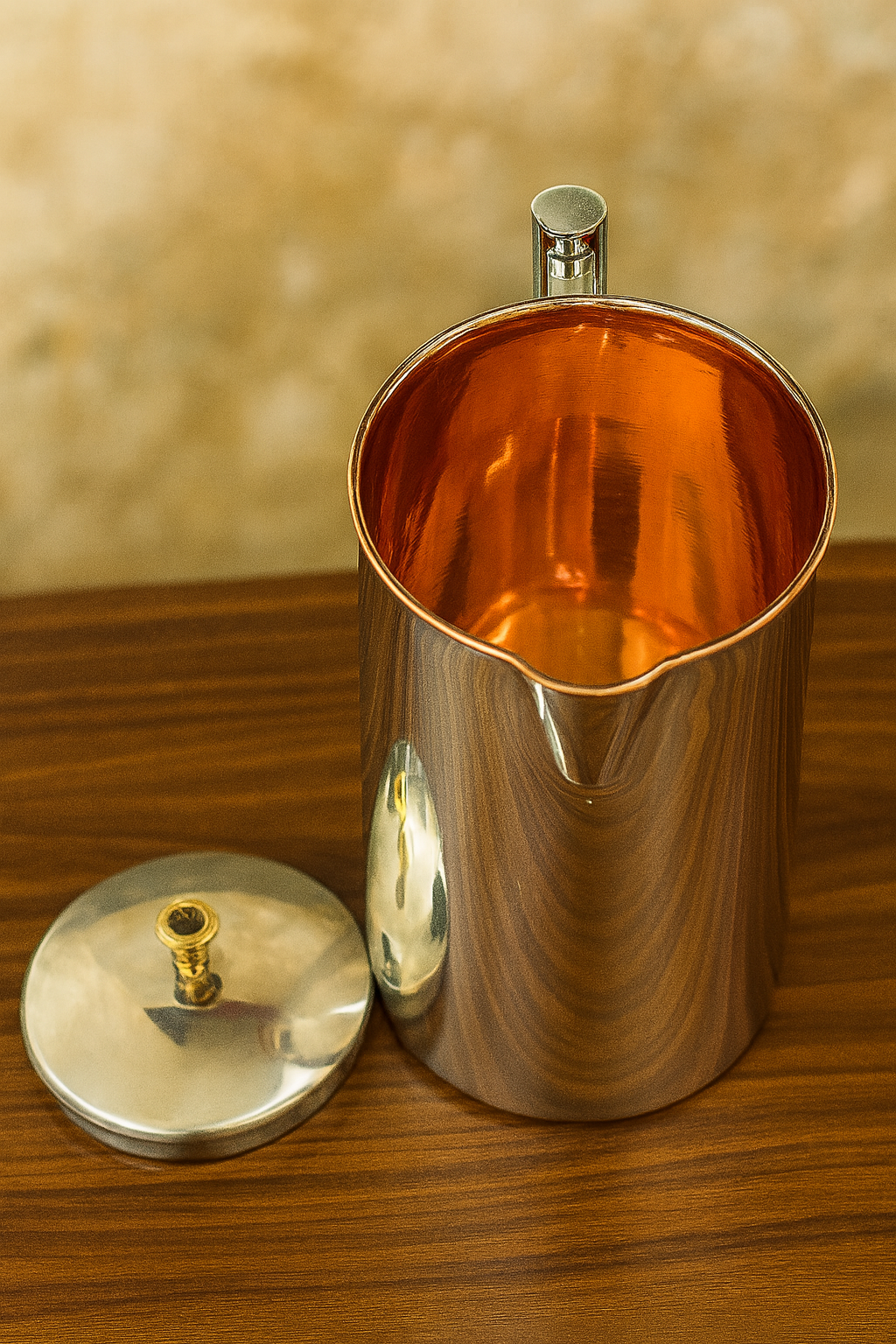 Sleek Copper-Lined Steel Pitcher/Jug