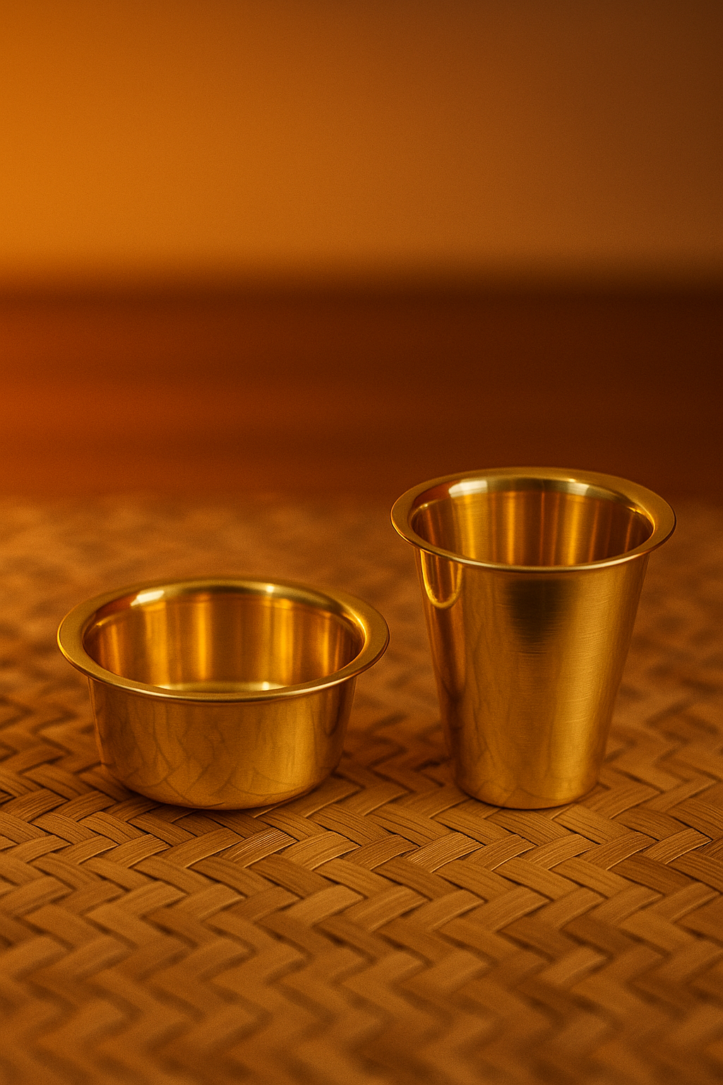 Polished Brass Dabara and Tumbler Set