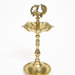 Traditional Brass Mayil Samai / Kuthu Vilakku with Peacock Top