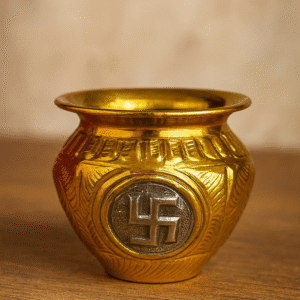 Auspicious Brass Kalash / Lota with Swastika Emblem