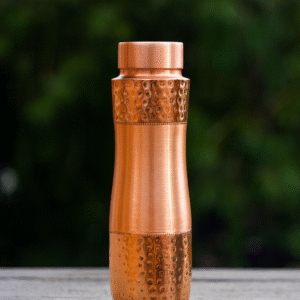 Contoured Copper Bottle with Dual Hammered & Brushed Finish