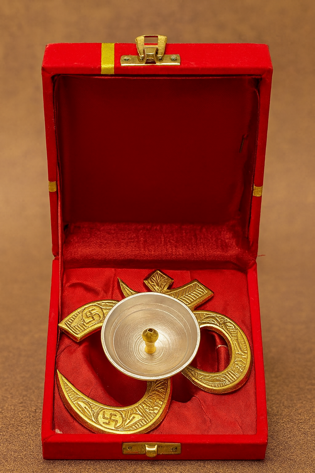 Brass Om Diya / Akhand Jyoti with Gift Box