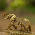 Aluminium  Elephant Mother and Calf Silhouette Showpiece