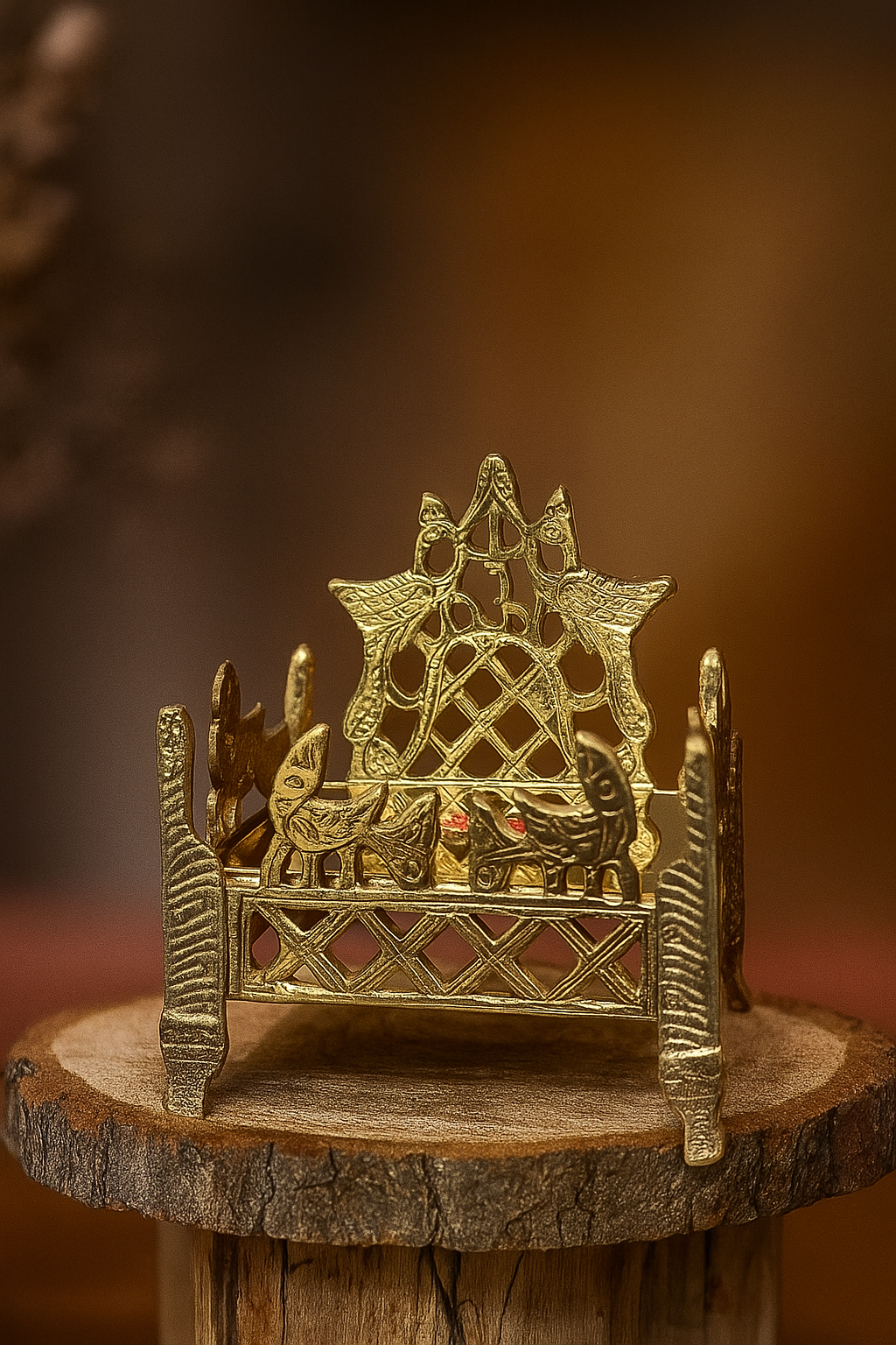 Miniature Brass Pooja Bed / Sinhasan (Throne)
