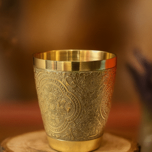 Embossed Brass Lassi Glass / Water Tumbler