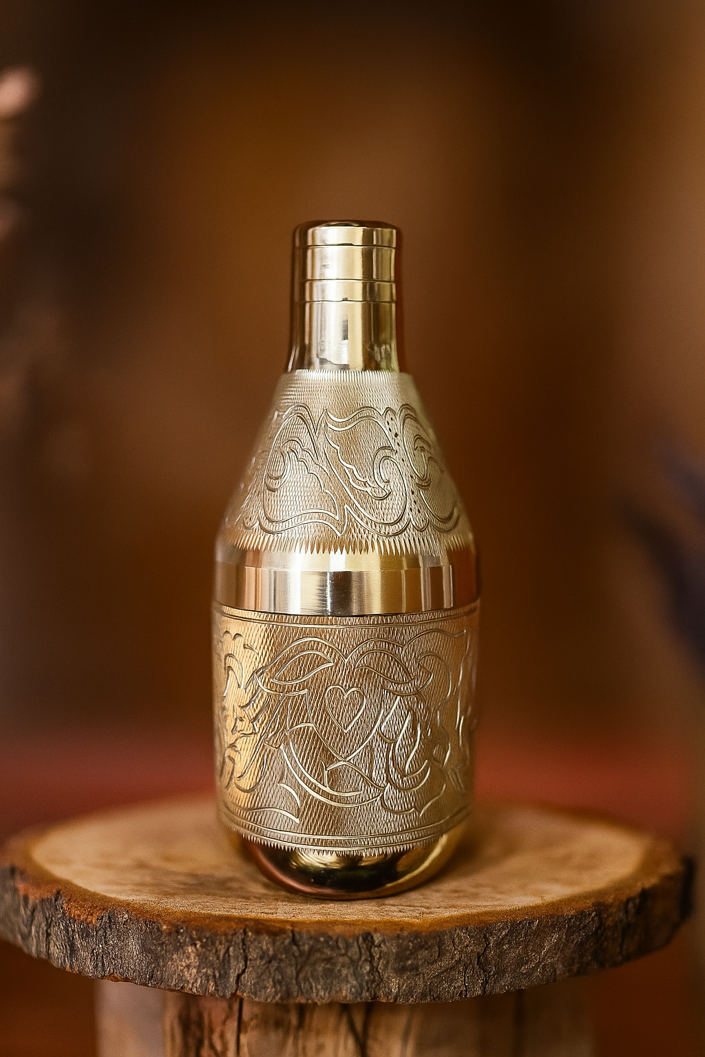 Embossed Brass Attar Dani / Ornamental Flask
