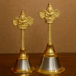 Aluminium Deva/Garuda Figure Pooja Bell (or Two-Tone Metal Hand Bell)
