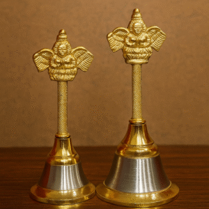Aluminium Deva/Garuda Figure Pooja Bell (or Two-Tone Metal Hand Bell)