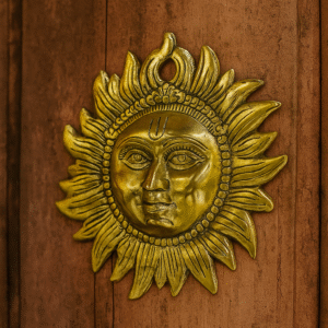 Brass Surya Dev Face Wall Hanging (or Brass Sun Decor Plaque)