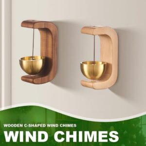 Contemporary Wooden C-Stand Wind Chimes with Brass Bell