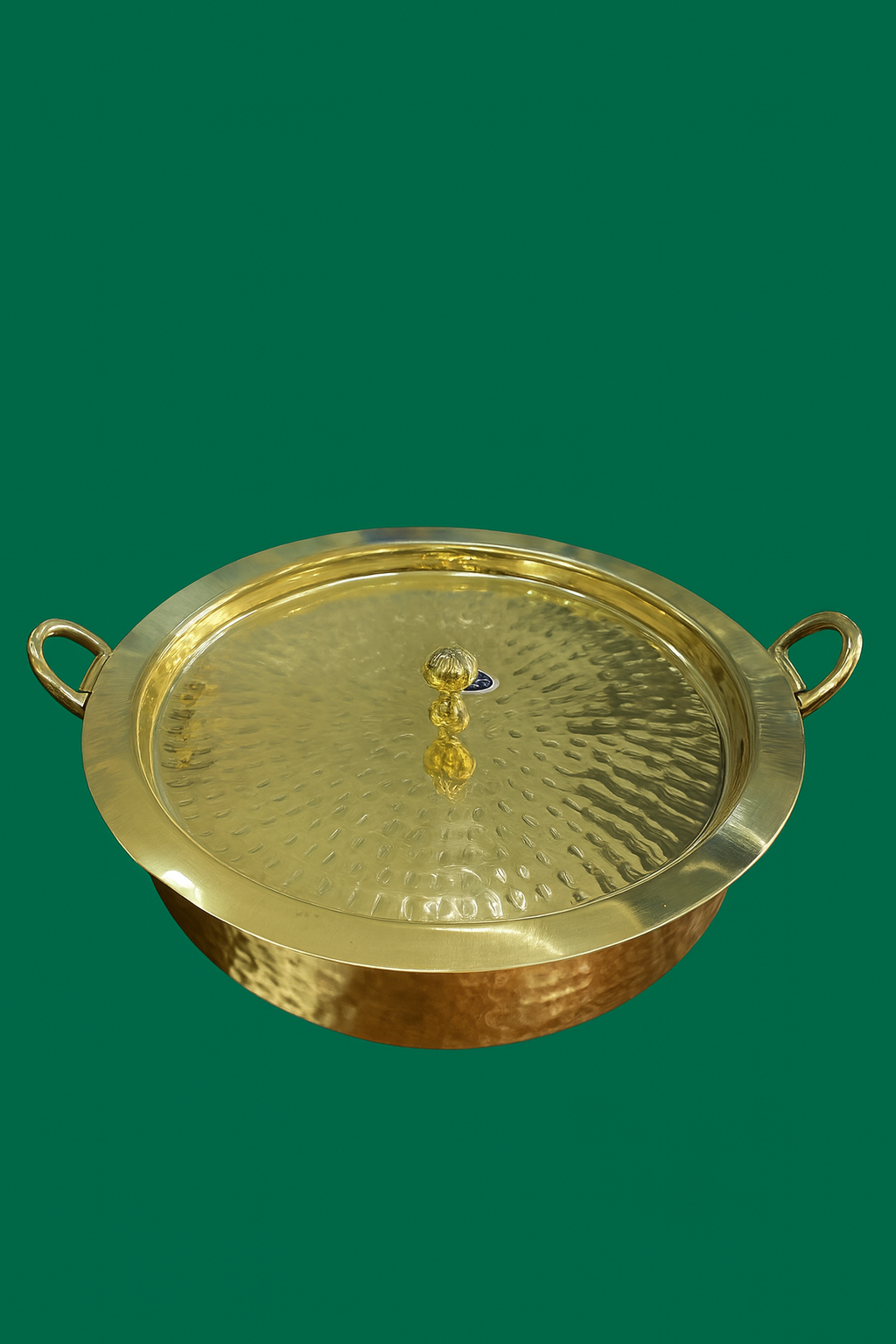 Traditional Hammered Brass Serving/Cooking Handi with Lid