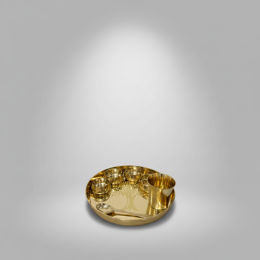 Luxury Etched Brass Thali Dinner Set (5-Piece)