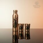 The Royal Mayura Copper Bottle and Glass Set